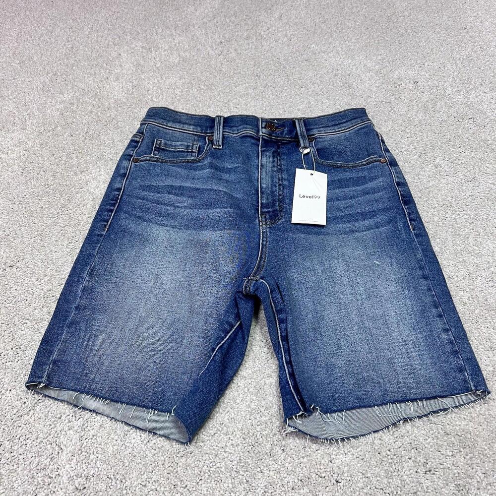 Level99 Shorts Women’s Blue Denim Pockets Size 27 NWT